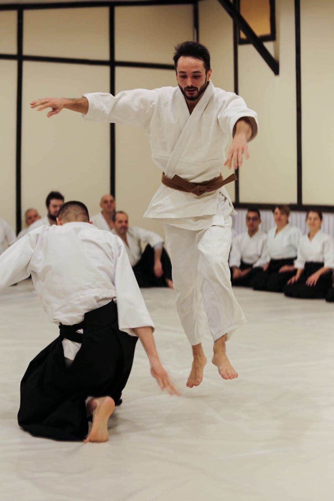 Practicant de Ki Aikido în mișcare dinamică